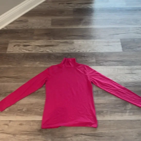 White + Warren - Hot Pink Scrunch Neck Tee - Turtleneck Long Sleeve Size M - Picture 5 of 10